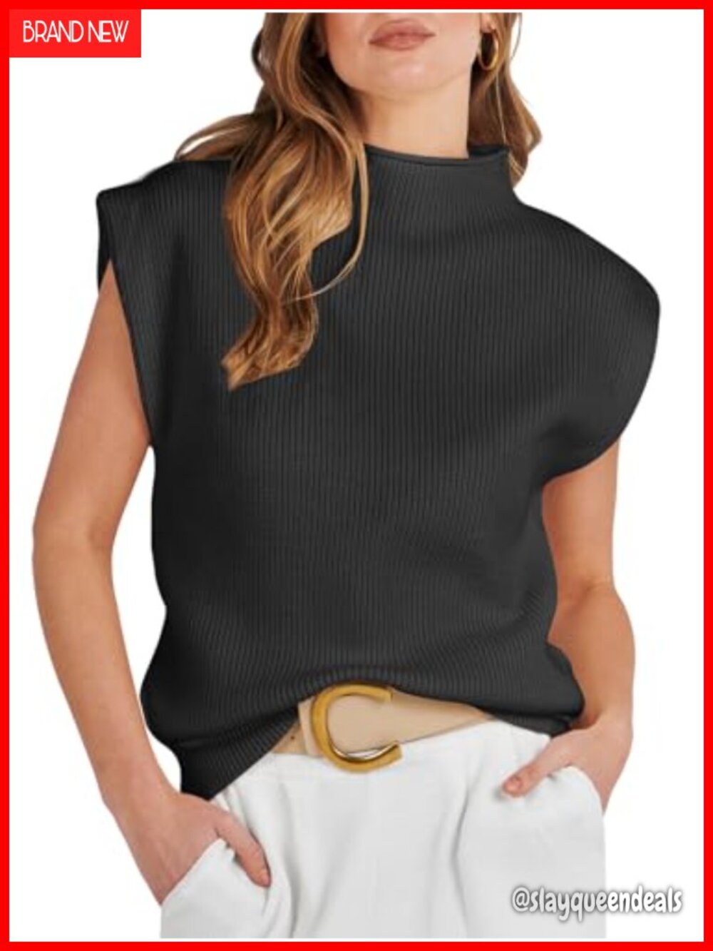 Mock Neck Sweater Vest Sleeveless Knit Work Business Casual Layering